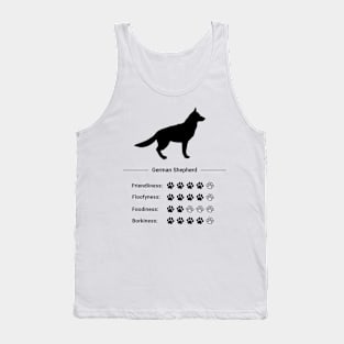 German Shepherd Stats - Friendliness, Floofyness, Foodiness, Borkiness Tank Top